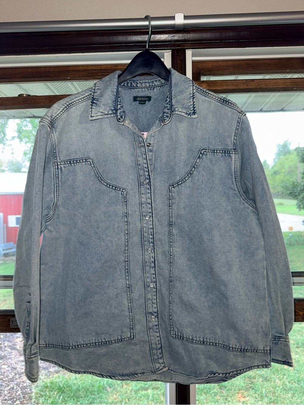 Women's Washed Denim Button-Up Jacket/Shirt - Light